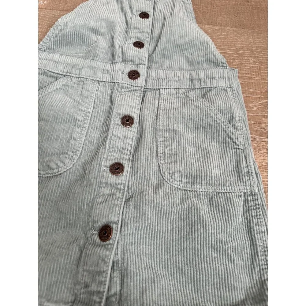 OshKosh Bgosh Girls Size 8 Light Gray Corduroy Overall Dress With Button Front &